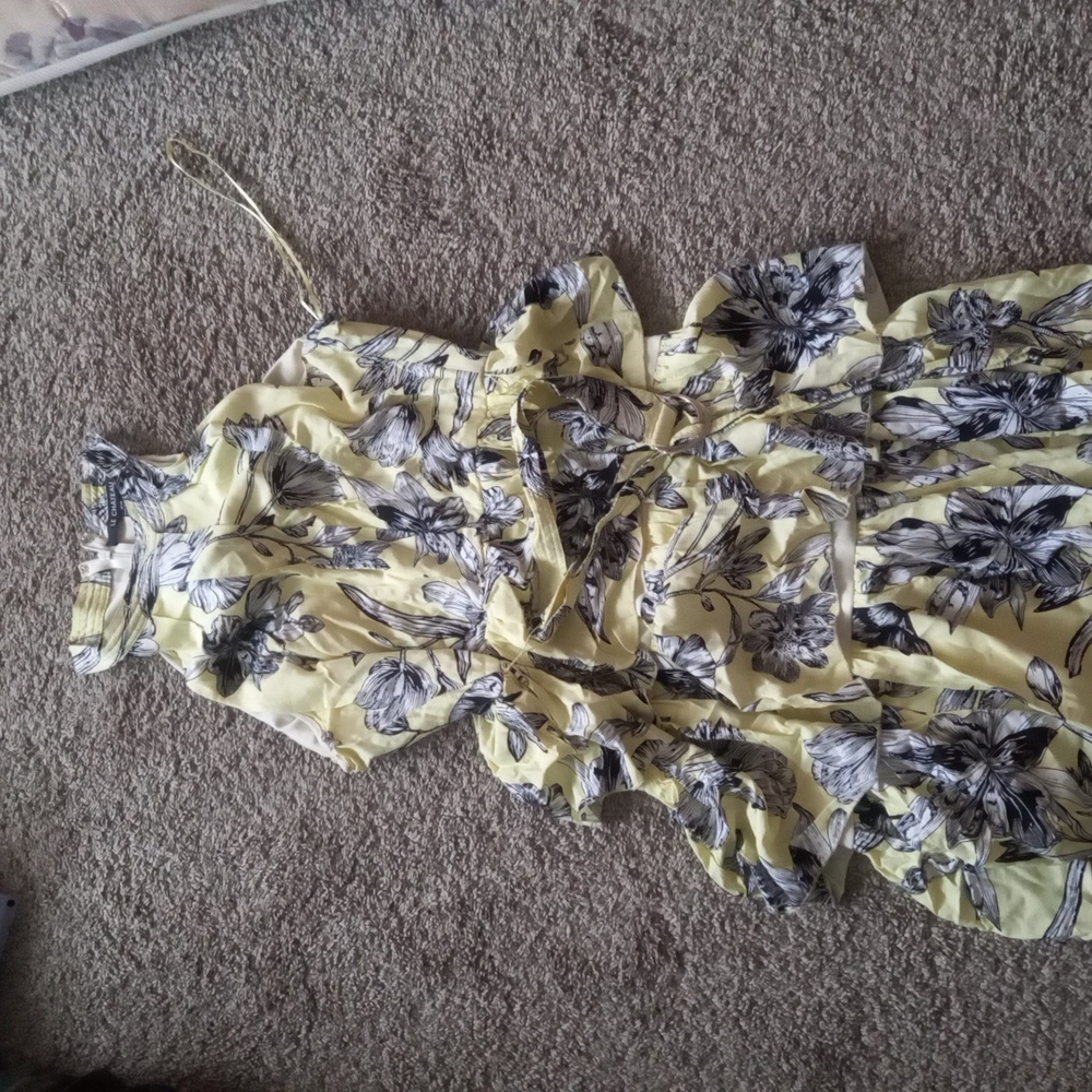 Le Chateau Yellow and Black Floral Dress